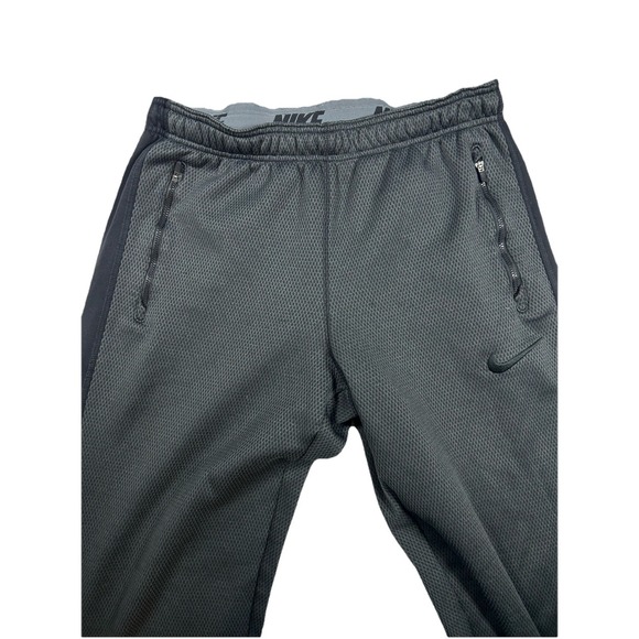 Nike Therma-Fit Sweatpants Mens Medium Black Grey Adjustable Fleece Atheltic - Picture 3 of 7